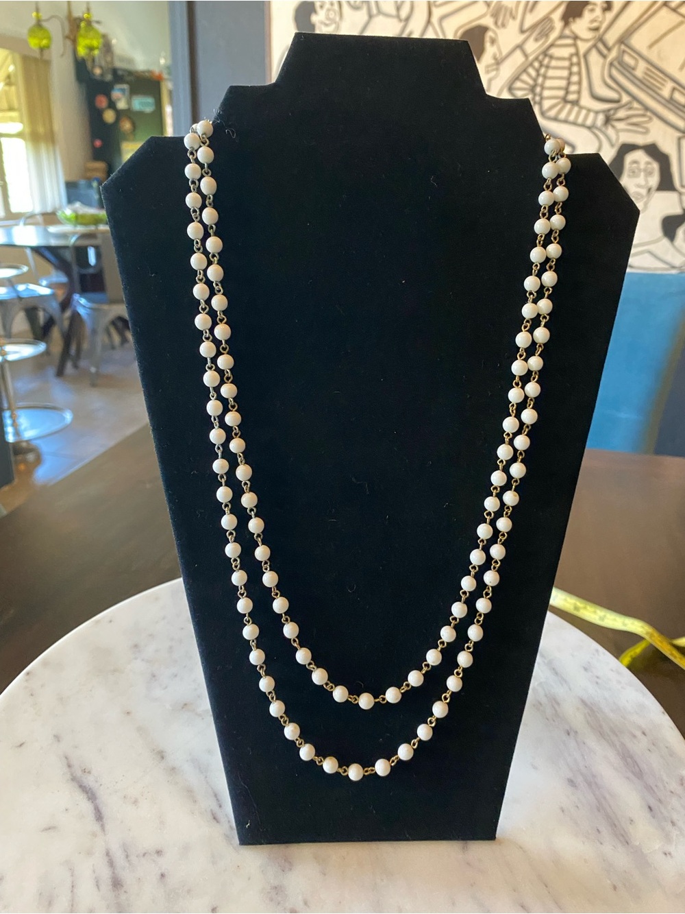 Classic White Bead Double Strand Necklace